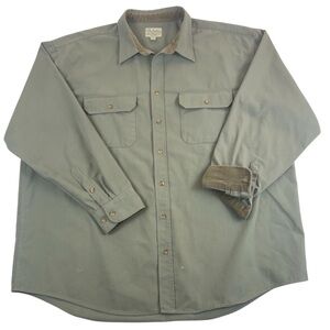 Cabelas Canvas Workwear Shirt Mens 3XL Tall Green Button Down Long Sleeve
